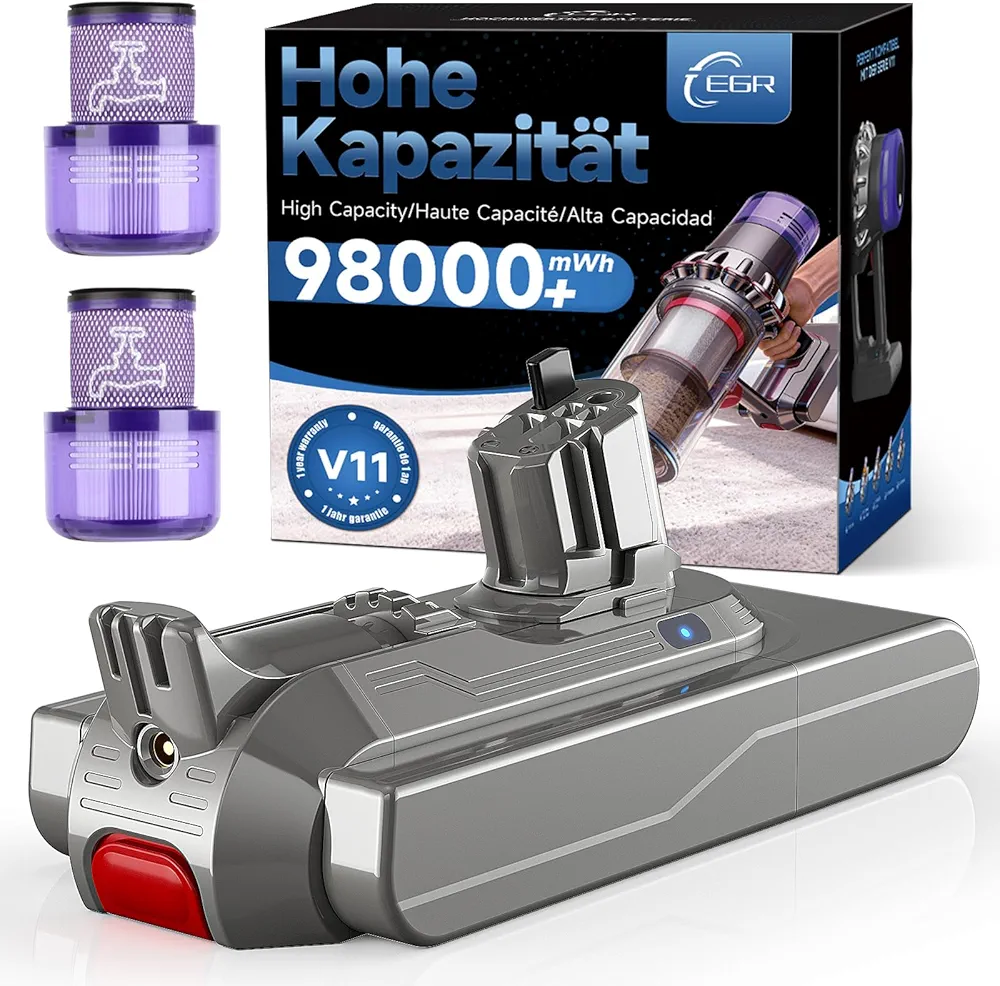 باتری کلیکی EGR مدل V11 V15 سازگار با جارو شارژی دایسون V11 و V15 ظرفیت بالا مناسب مدل های کلیکی  اورجینال آمازون