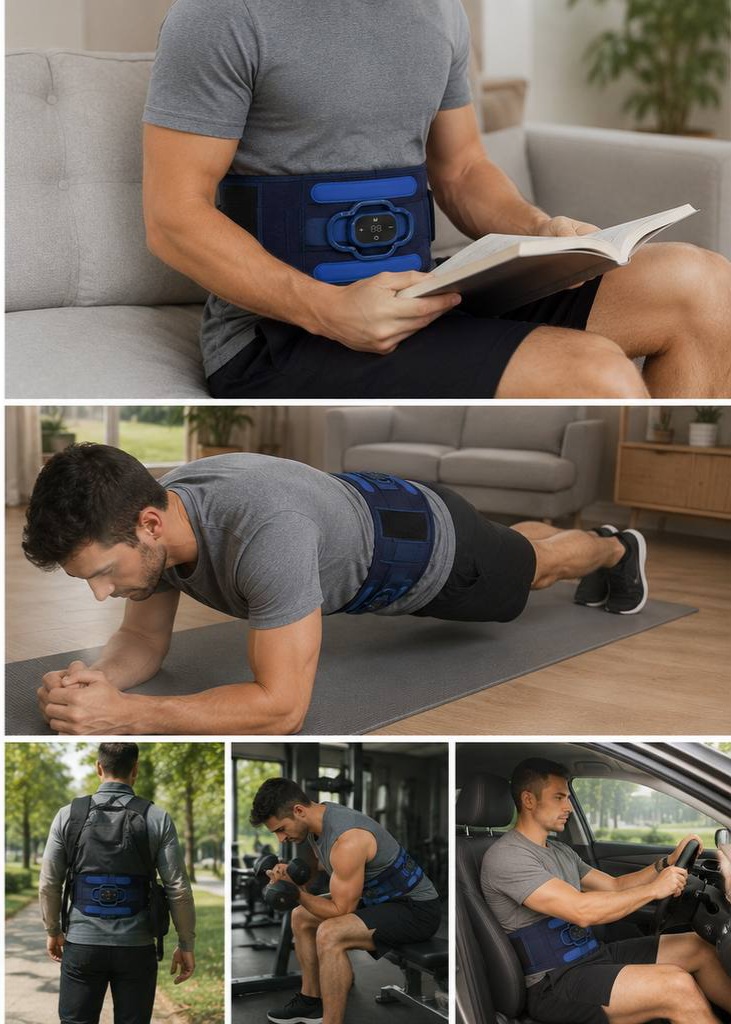 کمربند ماساژور و گرم‌کن چندمنظوره کمر مدل Multi Functional Waist Belt شارژی