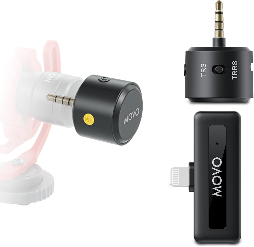 میکروفون  بی‌سیم Movo WM-VXR10 برای آیفون (Lightning) | سازگار با VXR10، VXR10-PRO و Rode VideoMicro
