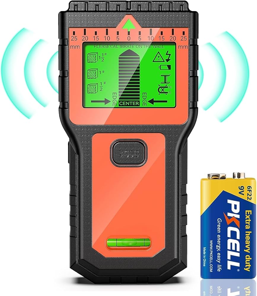 اسکنر دیوار و تیرک‌یاب الکترونیکی ۸ کاره NICEWIN مدل Stud Finder با نمایشگر LCD و تشخیص فلز، چوب و سیم برق