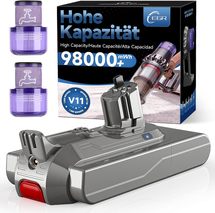 باتری جایگزین کلیکی دایسون V11 و V15 مدل SV15/SV22 به همراه ۲ عدد فیلتر. مدل EGR V11 V15 Click-in Battery + 2 Filters