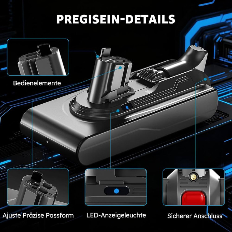 باتری جایگزین کلیکی دایسون V11 و V15 مدل SV15/SV22 به همراه ۲ عدد فیلتر. مدل EGR V11 V15 Click-in Battery + 2 Filters