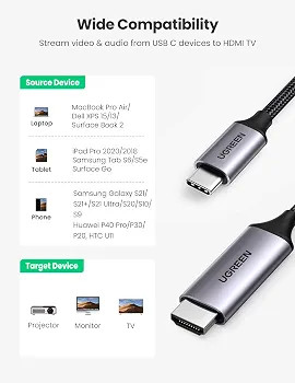 کابل تبدیل تایپ C به HDMI با روکش بافتهشده