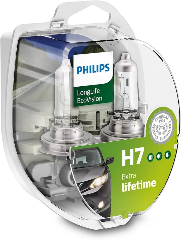 کیت لامپ چراغ جلو فیلیپس LongLife EcoVision H7 مدل 12972LLECOS2، بسته ۲ عددی