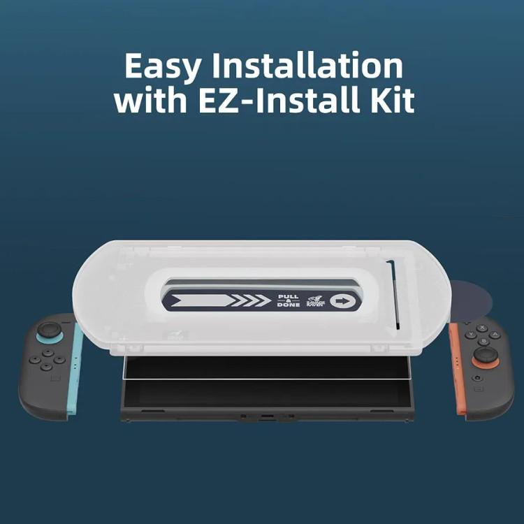 محافظ صفحه نمایش شیشهای Nintendo Switch 2 مدل Savage Raven by Skull & Co. با نصب آسان EZ-Install – بسته ۲ عددی