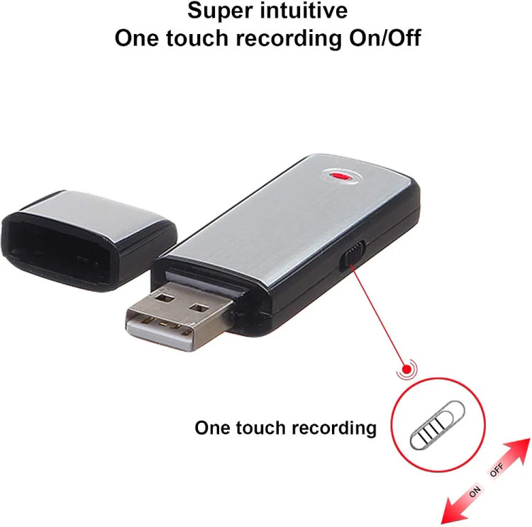 ضبطکننده صدای قابل حمل ۸ گیگابایتی | فلش مموری USB | ضبط با فعالسازی صدا | حذف نویز | تا ۱۲ ساعت ضبط