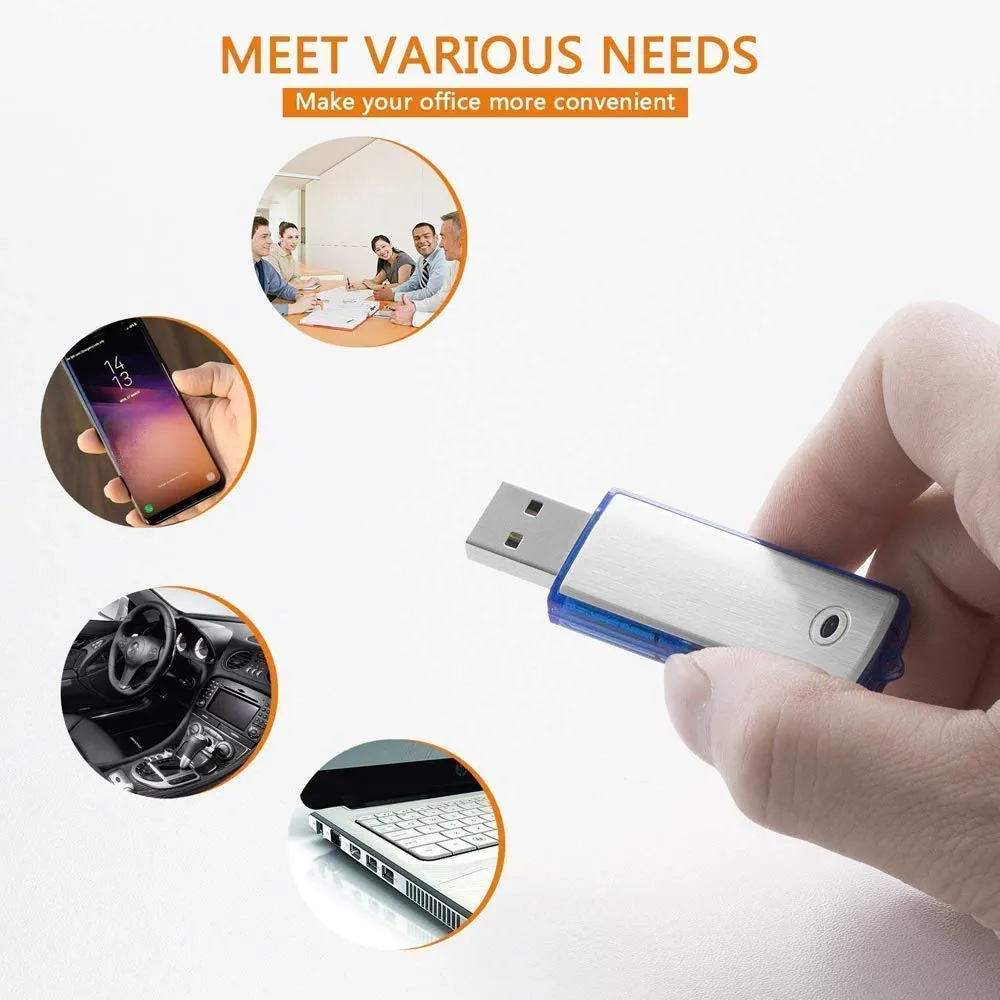 ضبط‌کننده صدای قابل حمل ۸ گیگابایتی | فلش مموری USB | ضبط با فعال‌سازی صدا | حذف نویز | تا ۱۲ ساعت ضبط