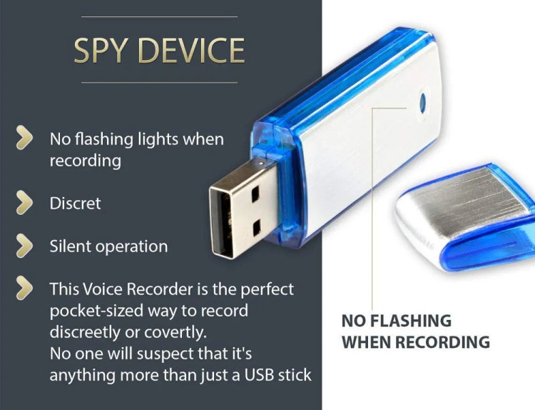 ضبطکننده صدای قابل حمل ۸ گیگابایتی | فلش مموری USB | ضبط با فعالسازی صدا | حذف نویز | تا ۱۲ ساعت ضبط