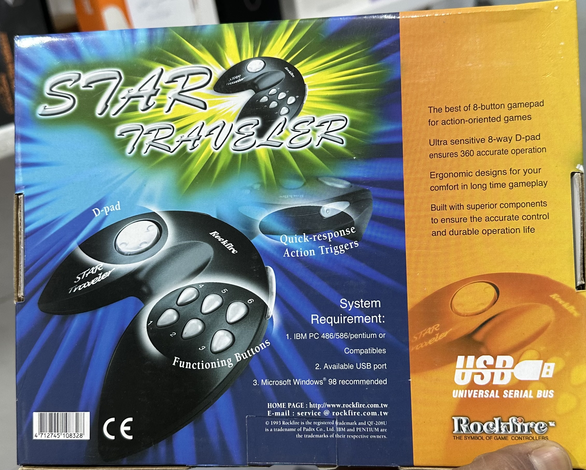 گیم‌پد کامپیوتر Rockfire Star Traveler QF-208U با اتصال USB و ۸ دکمه