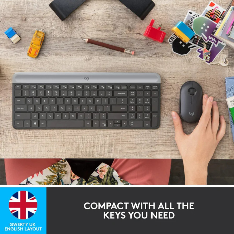 کیبورد و ماوس بیسیم لاجیتک Logitech MK470 Slim Combo با گیرنده نانو USB
