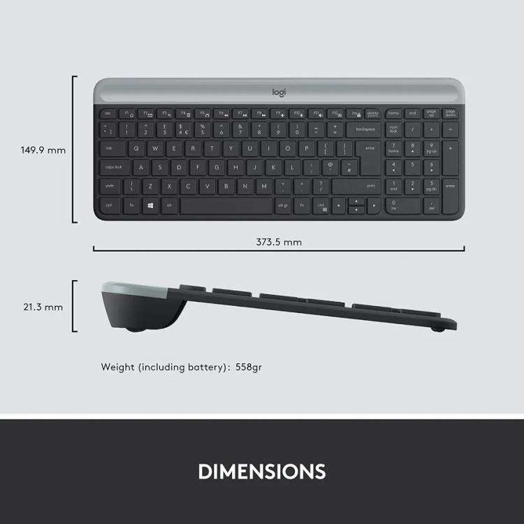 کیبورد و ماوس بیسیم لاجیتک Logitech MK470 Slim Combo با گیرنده نانو USB