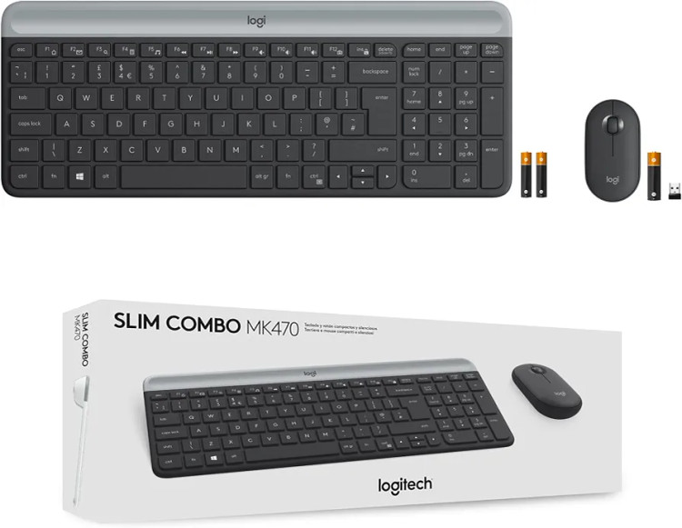 کیبورد و ماوس بیسیم لاجیتک Logitech MK470 Slim Combo با گیرنده نانو USB