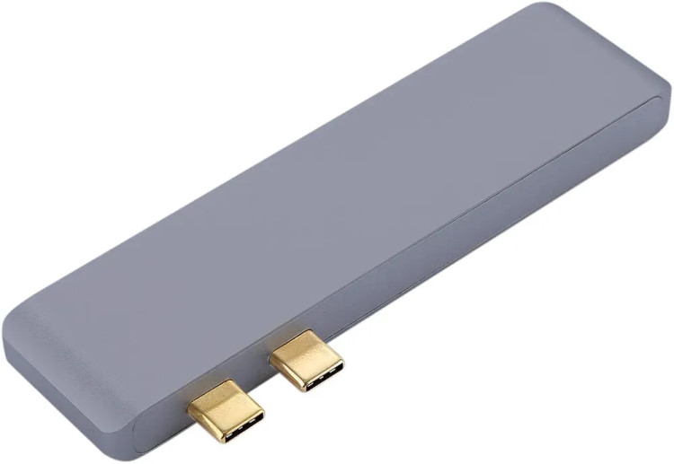 هاب USB هفت پورت QGT مدل 7در ۱ با بدنه آلومینیومی، HDMI، دو USB 3.0، دو USB-C و TF وSD