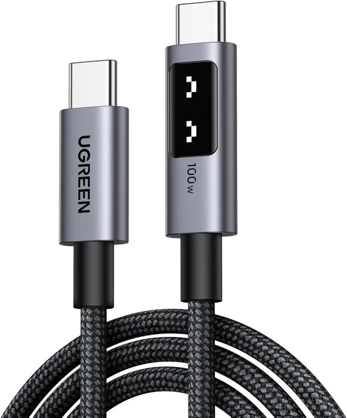 کابل USB-C به USB-C یوگرین UNO مدل 2 متری با توان 100 وات، شارژ سریع و طراحی فانتزی