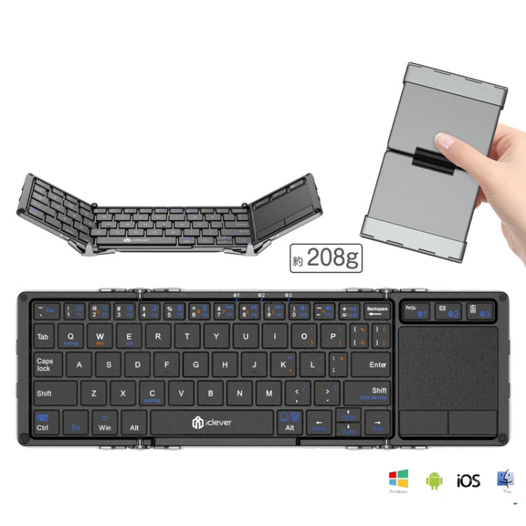 کیبورد بیسیم تاشو آیکلیور مدل iClever BK08 با تاچپد و اتصال بلوتوثی