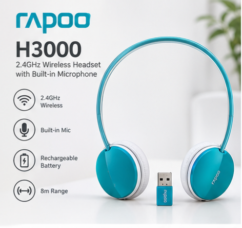 هدست بیسیم رپو Rapoo H3000 با اتصال 2.4GHz و میکروفون داخلی