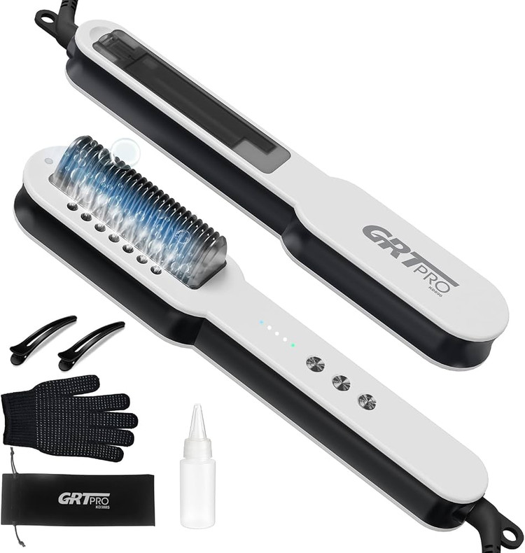 برس صاف کننده و آبرسان مو GRT PRO مدل KD890 Hydro-Ionic، اسپری یونیک آب، سرامیکی، ۳ دما