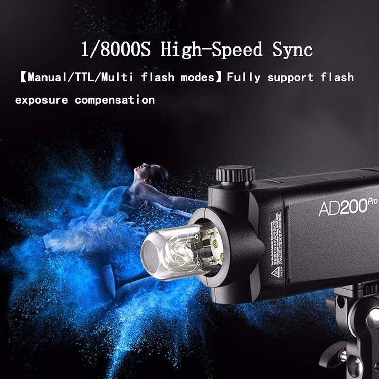 فلاش پرتابل گودوکس اصلی Godox AD200Pro با توان 200Ws، TTL، HSS و سیستم بیسیم 2.4G
