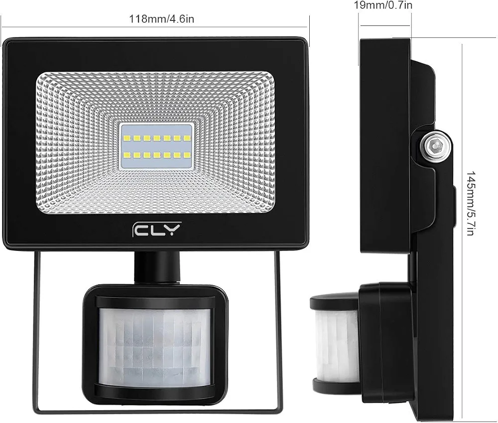 پروژکتور LED فضای باز ۱۰ وات CLY با سنسور حرکتی، نور ۸۵۰ لومن و استاندارد ضدآب IP66