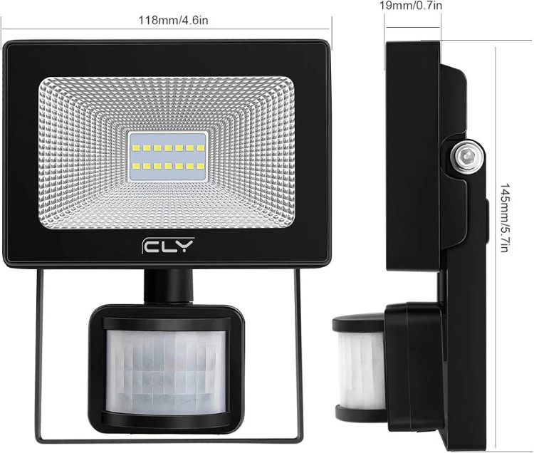 پروژکتور LED فضای باز ۱۰ وات CLY با سنسور حرکتی، نور ۸۵۰ لومن و استاندارد ضدآب IP66