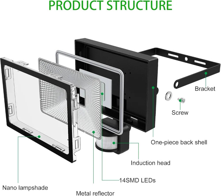 پروژکتور LED فضای باز ۱۰ وات CLY با سنسور حرکتی، نور ۸۵۰ لومن و استاندارد ضدآب IP66