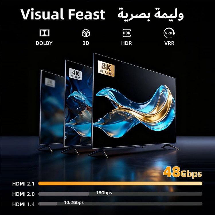 سوئیچ HDMI دوطرفه SHERRIVA UHD-2180، دو ورودی یک خروجی، پشتیبانی از 8K@60Hz و 4K@240Hz
