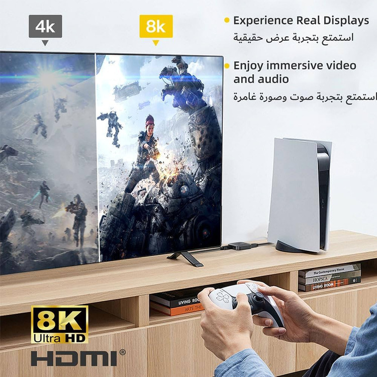 سوئیچ HDMI دوطرفه SHERRIVA UHD-2180، دو ورودی یک خروجی، پشتیبانی از 8K@60Hz و 4K@240Hz