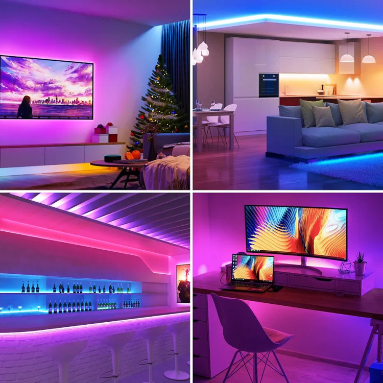 نوار LED RGB مدل GL-SP-003 با نورپردازی ایمن 12/24 ولت، تراشه SMD 5050 و ریموت کنترل