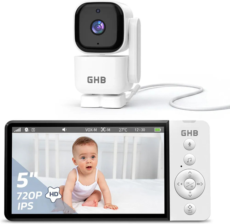 مانیتور و دوربین کودک GHB با نمایشگر ۵ اینچی، چرخش ۳۵۰ درجه و دید در شب