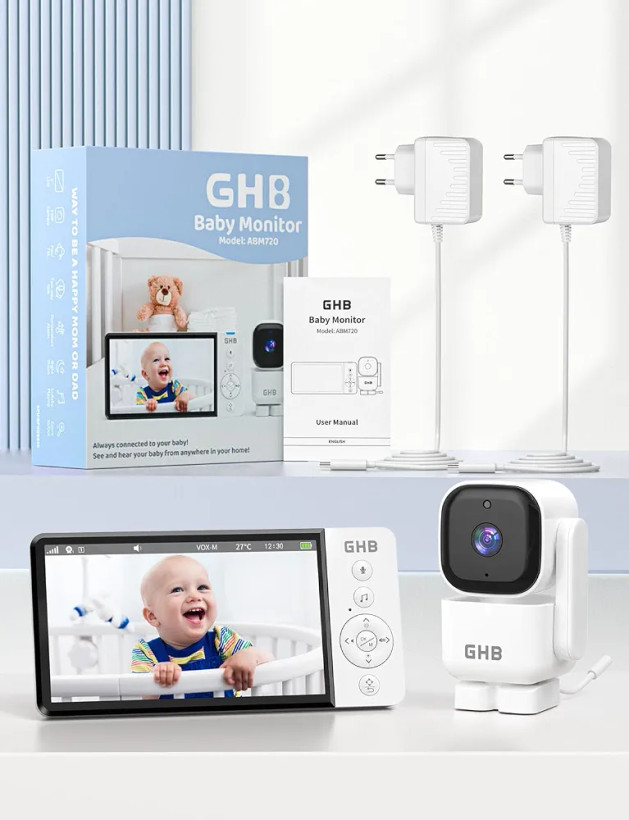مانیتور و دوربین کودک GHB با نمایشگر ۵ اینچی، چرخش ۳۵۰ درجه و دید در شب