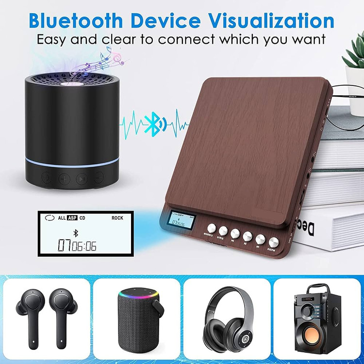 پخشکننده CD قابل حمل CCHKFEI با بلوتوث، اسپیکر و باتری شارژی ۲۰۰۰ میلیآمپرساعت