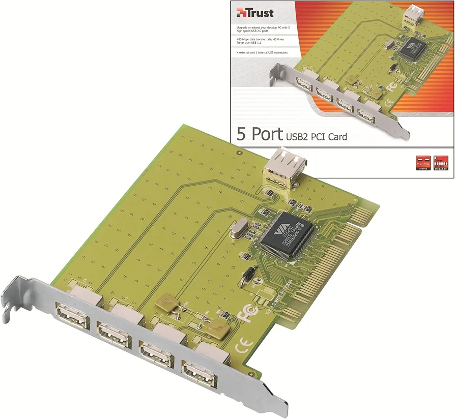 کارت PCI پنج پورت USB 2.0 تراست – توسعه‌دهنده USB پرسرعت