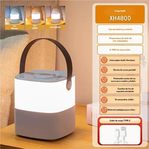 چراغ رومیزی LED شارژی با ۳ حالت نوردهی، کنترل لمسی و باتری ۸۰۰ میلیآمپرساعت