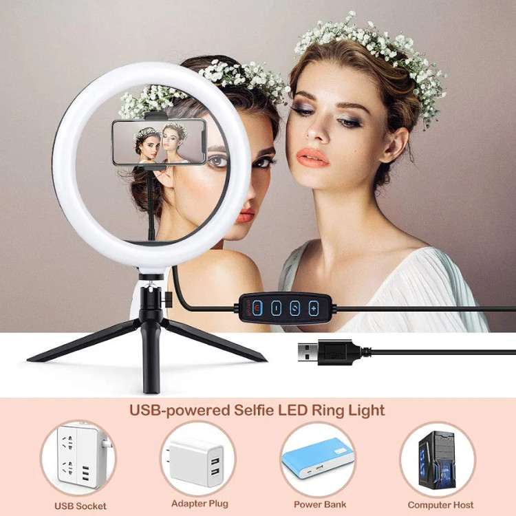 چراغ حلقهای LED مدل M-26، قطر 26 سانتیمتر، مناسب عکاسی، فیلمبرداری، آرایش و تولید محتوا