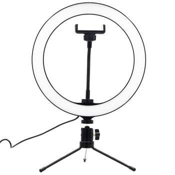 چراغ حلقه‌ای LED مدل M-26، قطر 26 سانتی‌متر، مناسب عکاسی، فیلمبرداری، آرایش و تولید محتوا