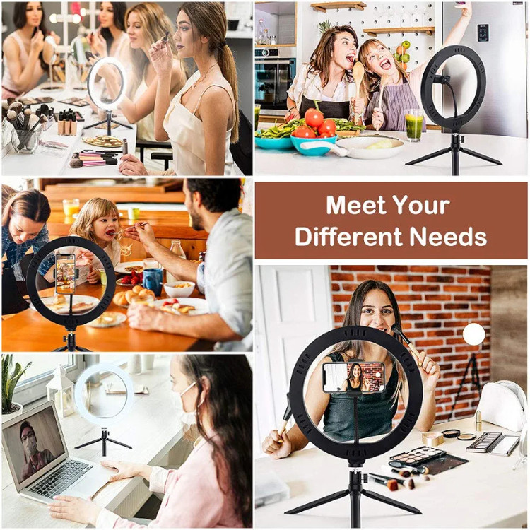 چراغ حلقهای LED مدل M-26، قطر 26 سانتیمتر، مناسب عکاسی، فیلمبرداری، آرایش و تولید محتوا