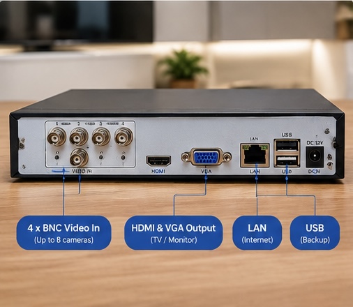 پک کامل دوربین مداربسته ۴ عددی دستگاه DVR ضبط دوربین مداربسته AHD توگارد مدل W204