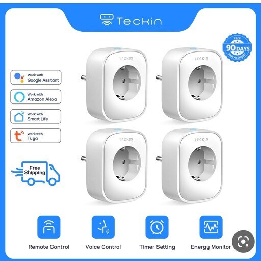 پریز هوشمند وای‌فای TECKIN SP22 پک ۴ عددی – کنترل از راه دور با موبایل و دستیار صوتی اورجینال