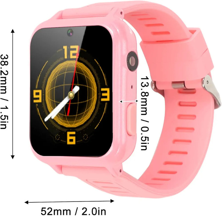 ساعت هوشمند کودک دخترانه مدل Kids Smart Watch با صفحهنمایش ۱.۵۴ اینچی، چراغقوه و ماشین حساب – صورتی