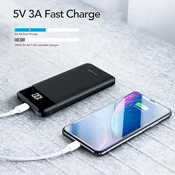 پاوربانک Charmast مدل Ultra Slim ظرفیت 10400 میلیآمپر ساعت با شارژ سریع، USB-C، نمایشگر LED و ۳ خروجی