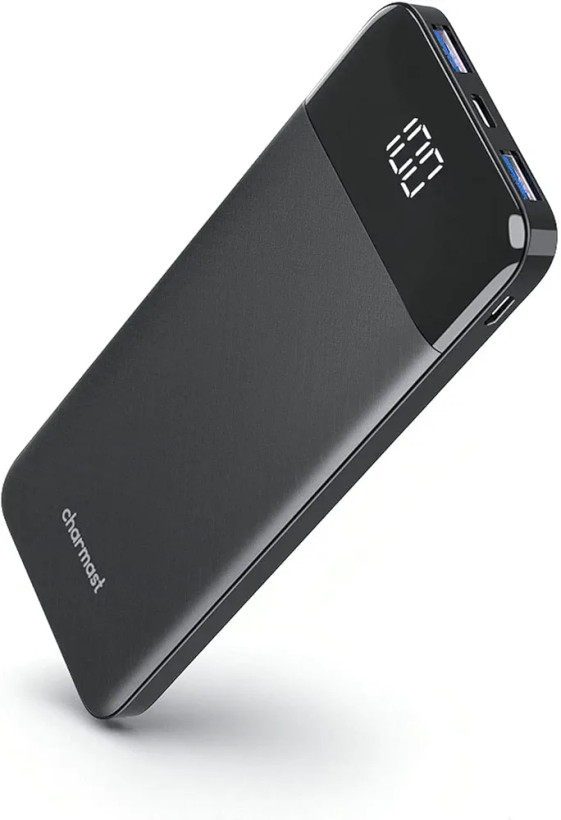 پاوربانک Charmast مدل Ultra Slim ظرفیت 10400 میلیآمپر ساعت با شارژ سریع، USB-C، نمایشگر LED و ۳ خروجی