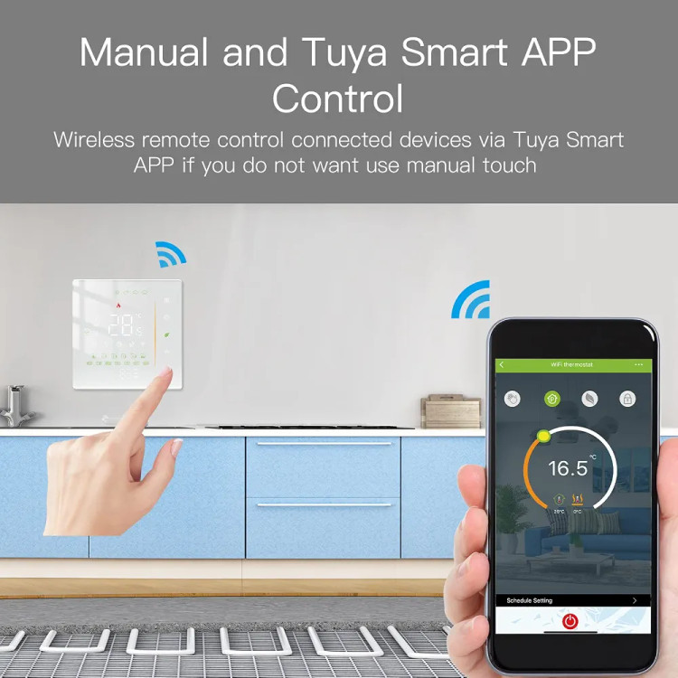 ترموستات هوشمند MOES مدل WiFi قابل برنامهریزی برای گرمایش از کف و پکیج گاز