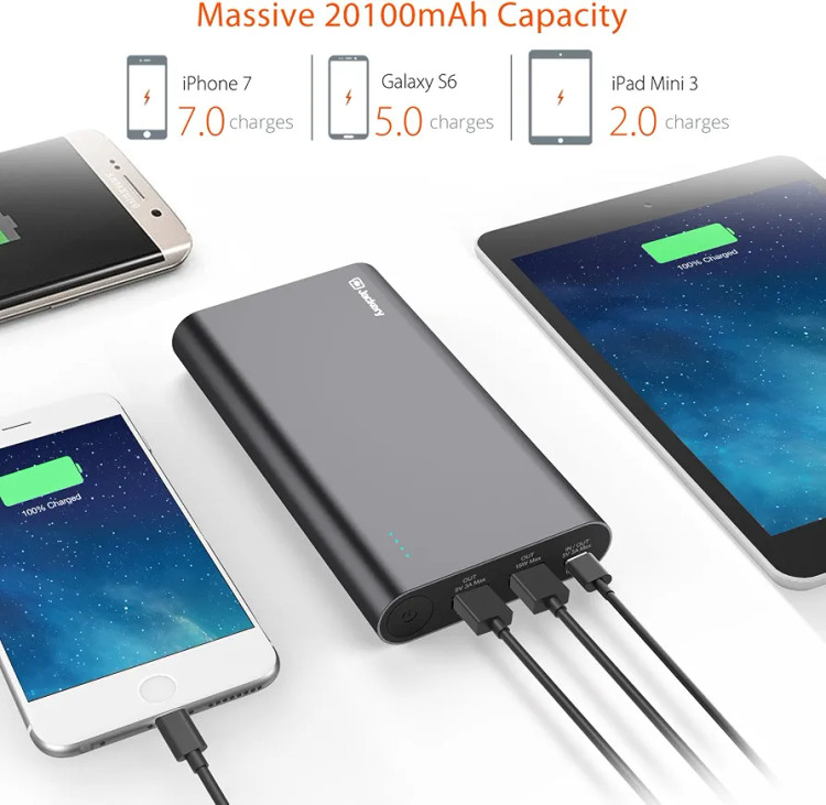 شارژر همراه جکری Titan S با ظرفیت 20100 میلیآمپر ساعت و توان 30 وات، پاوربانک USB-C مشکی