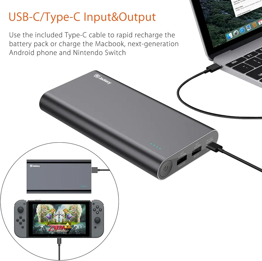 شارژر همراه جکری Titan S با ظرفیت 20100 میلی‌آمپر ساعت و توان 30 وات، پاوربانک USB-C مشکی