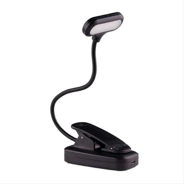 چراغ مطالعه LED گیرهای قابل شارژ USB با لوله انعطافپذیر، محافظ چشم مناسب میز و تخت