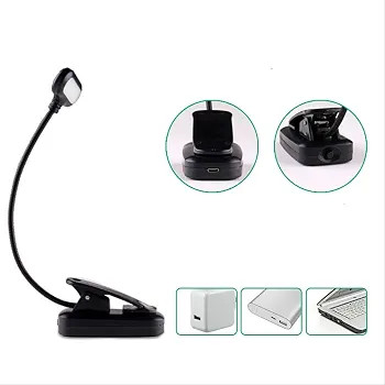 چراغ مطالعه LED گیرهای قابل شارژ USB با لوله انعطافپذیر، محافظ چشم مناسب میز و تخت