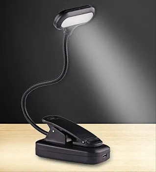 چراغ مطالعه LED گیرهای قابل شارژ USB با لوله انعطافپذیر، محافظ چشم مناسب میز و تخت