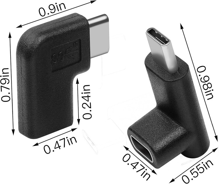 آداپتور ۹۰ درجه USB-C اوبرند Ubrand، تبدیل نر و ماده تایپ C زاویهدار، پک ۲ عددی