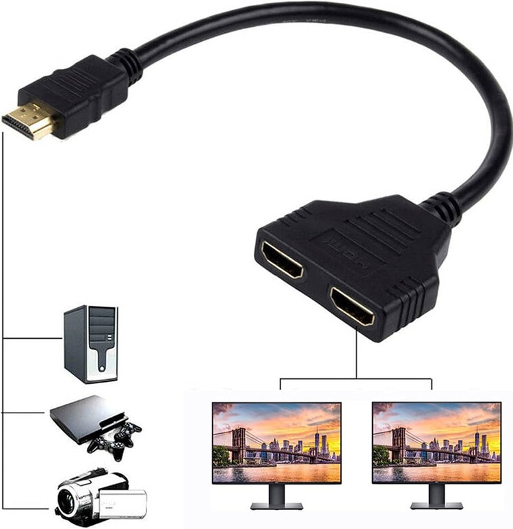 اسپلیتر HDMI کاستویو KASTWAVE یک به دو، تبدیل HDMI نری به دو خروجی مادگی، مناسب نمایش همزمان روی دو تلویزیون
