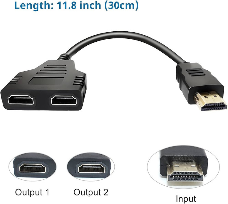 اسپلیتر HDMI کاستویو KASTWAVE یک به دو، تبدیل HDMI نری به دو خروجی مادگی، مناسب نمایش همزمان روی دو تلویزیون